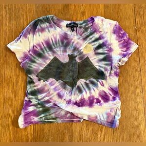 Hand Painted Bat Tie Dye Crop Top